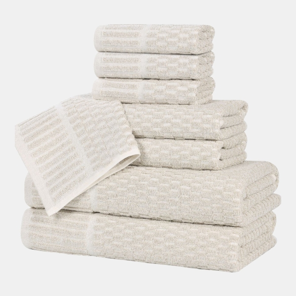 Juno Cotton Blend 8-Piece Towel Set - Beige