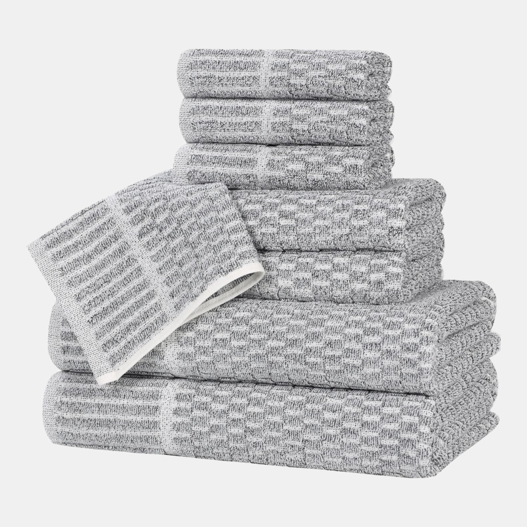 Juno Cotton Blend 8-Piece Towel Set - Charcoal
