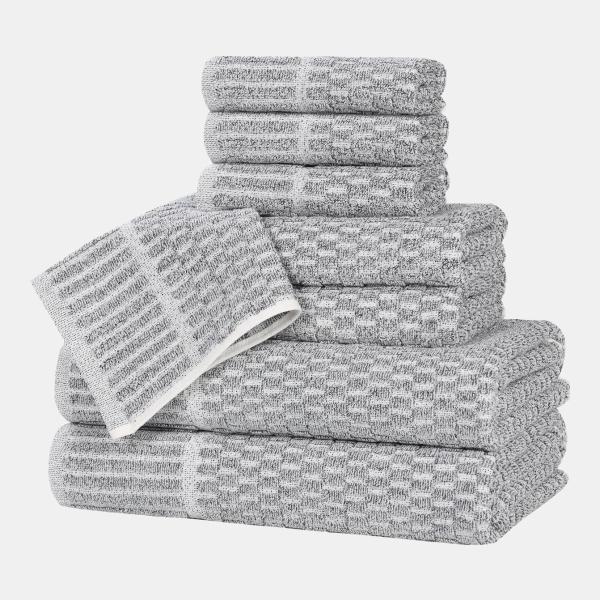 Juno Cotton Blend 8-Piece Towel Set - Charcoal