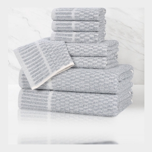 Juno Cotton Blend 8-Piece Towel Set - Denim Blue - Image 5