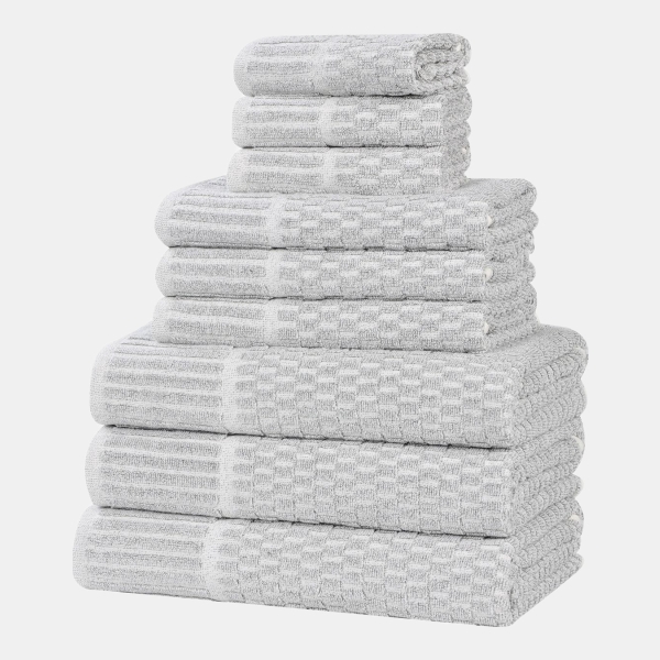 Juno Cotton Blend 9-Piece Towel Set - Platinum