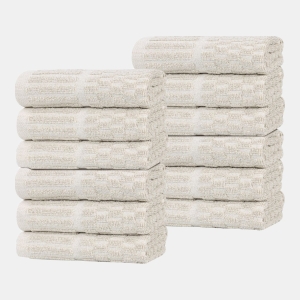 Juno Cotton Blend 12-Piece Wash Cloth Set - Beige