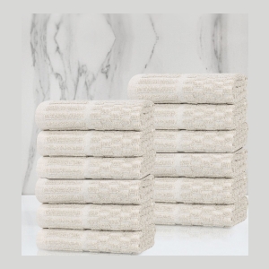 Juno Cotton Blend 12-Piece Wash Cloth Set - Beige - Image 5
