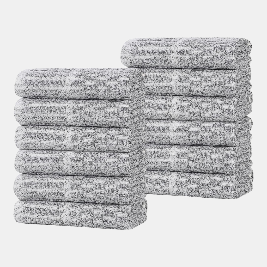 Juno Cotton Blend 12-Piece Wash Cloth Set - Charcoal