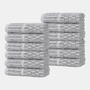 Juno Cotton Blend 12-Piece Wash Cloth Set - Charcoal