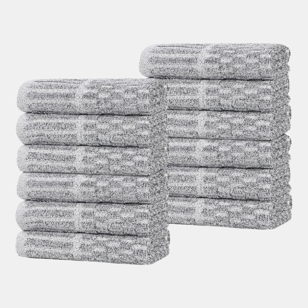 Juno Cotton Blend 12-Piece Wash Cloth Set - Charcoal