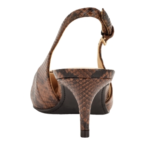 Tommy Hilfiger Women's Totale Kitten Heel Slingback Dress Pumps - Medium Brown Snake - Image 4