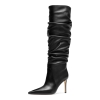 Women's Dawn Heeled Pointed Toe Boots - Black Leather - Image 5