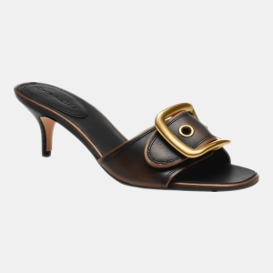 Coach Women's Margot Oversized Buckle Sandals - Black Loved Leather