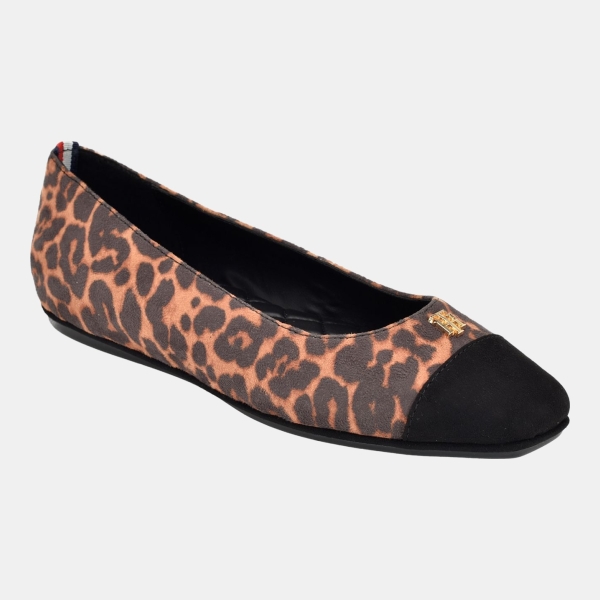 Tommy Hilfiger Women's Bekim Cap Toe Ballet Flats - Light Brown Leopard Multi