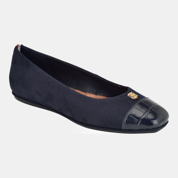 Tommy Hilfiger Women's Bekim Cap Toe Ballet Flats - Dark Blue Croco