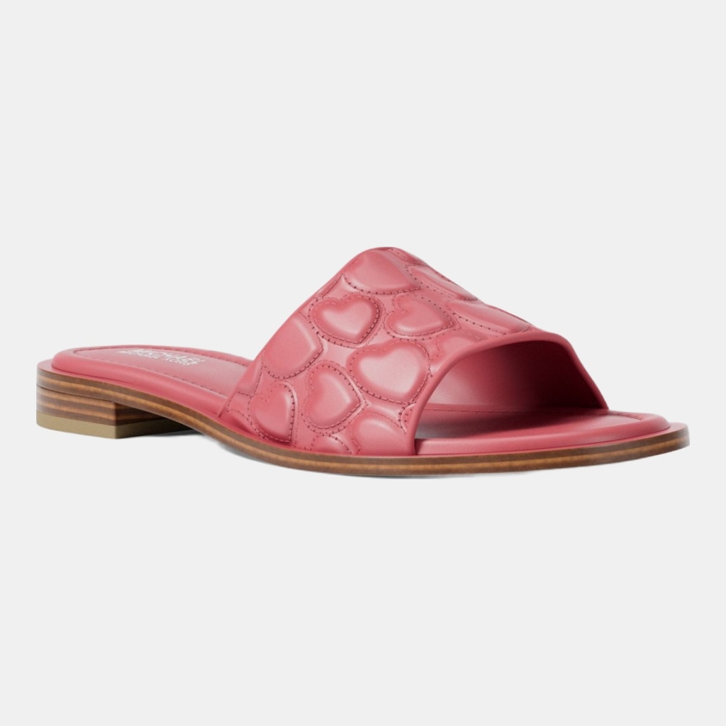 Michael Kors Outlet Hannah Heart Embroidered Slide Sandal