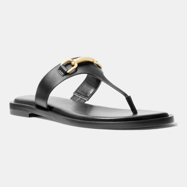 Michael Kors Outlet Carson Leather Sandal - BLACK