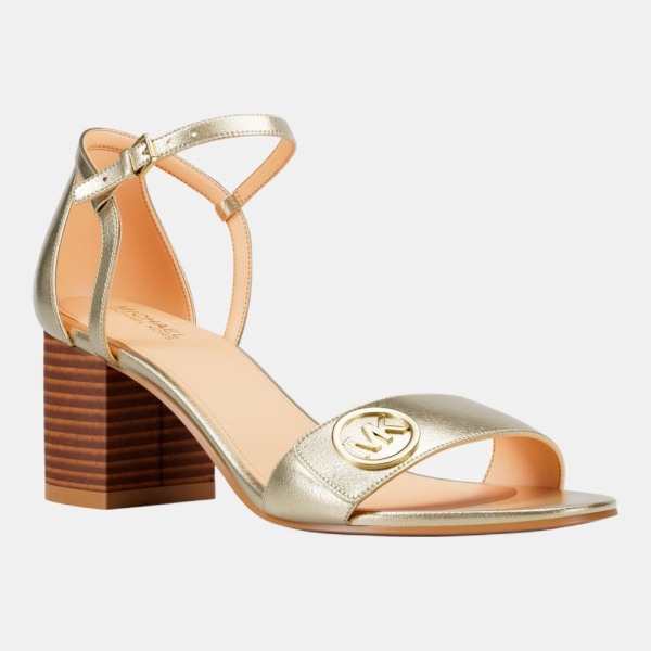 Michael Kors Outlet Hannah Metallic Block Heel Sandal