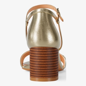 Michael Kors Outlet Hannah Metallic Block Heel Sandal - Image 5