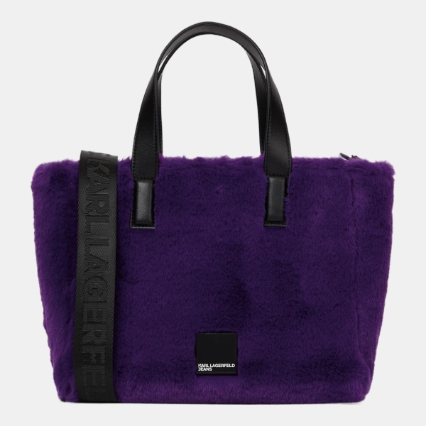 KL Jeans Box logo furry mini tote bag