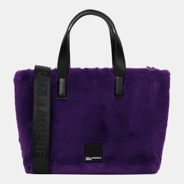 KL Jeans Box logo furry mini tote bag