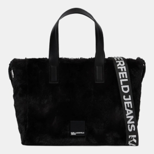 KL Jeans Box logo furry mini tote bag