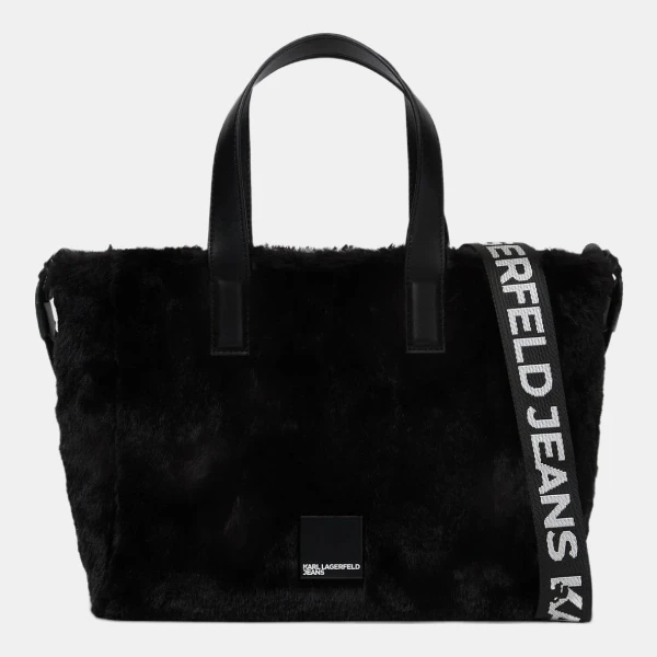 KL Jeans Box logo furry mini tote bag