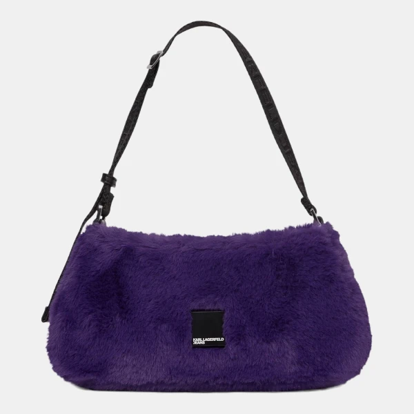 KL Jeans Box logo furry shoulder bag