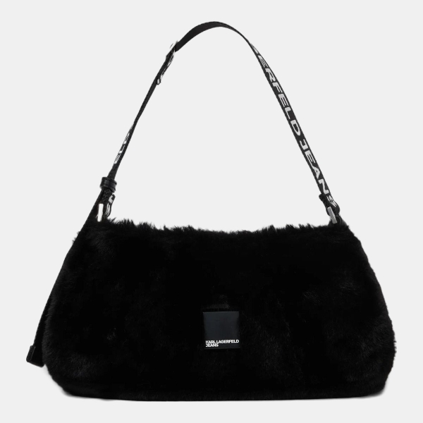 KL Jeans Box logo furry shoulder bag