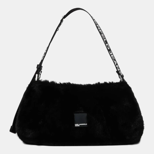 KL Jeans Box logo furry shoulder bag