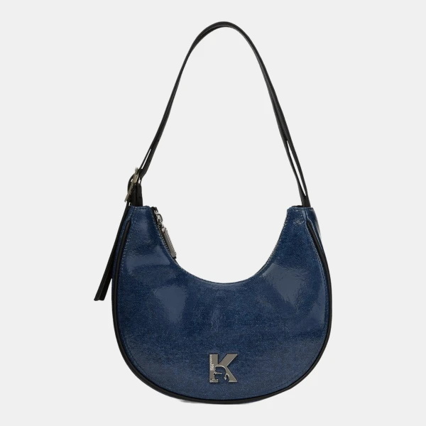 KL Jeans K logo half moon denim shoulder bag