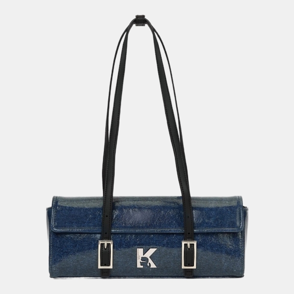 KL Jeans K logo denim elongated shoulder bag