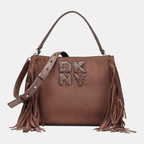 DKNY FOSTER MEDIUM FRINGE SATCHEL - Chocolate