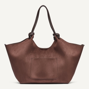 DKNY PAULA MEDIUM STRIPED COMMUTER TOTE - Coffee Bean - Image 8