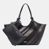 DKNY PAULA MEDIUM STRIPED COMMUTER TOTE - Black/Silver