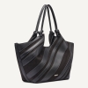 DKNY PAULA MEDIUM STRIPED COMMUTER TOTE - Black/Silver - Image 5