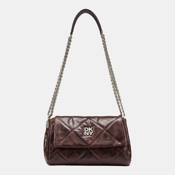 DKNY SOHO SMALL FLAP CROSSBODY BAG - Coffee Bean