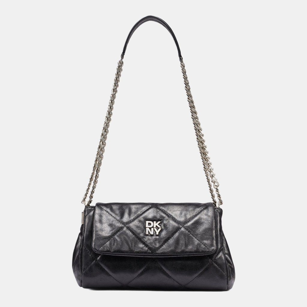 DKNY SOHO SMALL FLAP CROSSBODY BAG - Black/Silver