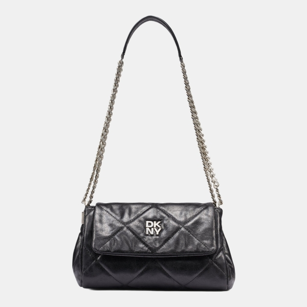DKNY SOHO SMALL FLAP CROSSBODY BAG - Black/Silver