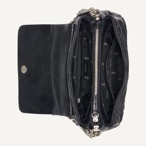 DKNY SOHO SMALL FLAP CROSSBODY BAG - Black/Silver - Image 4