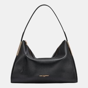 KARL LAGERFELD PARIS VALERIE LEATHER SHOULDER BAG - Black