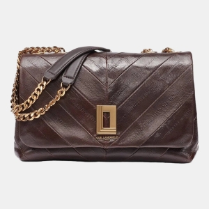 KARL LAGERFELD PARIS LAFAYETTE CHEVRON EEL SHOULDER BAG - Fudge