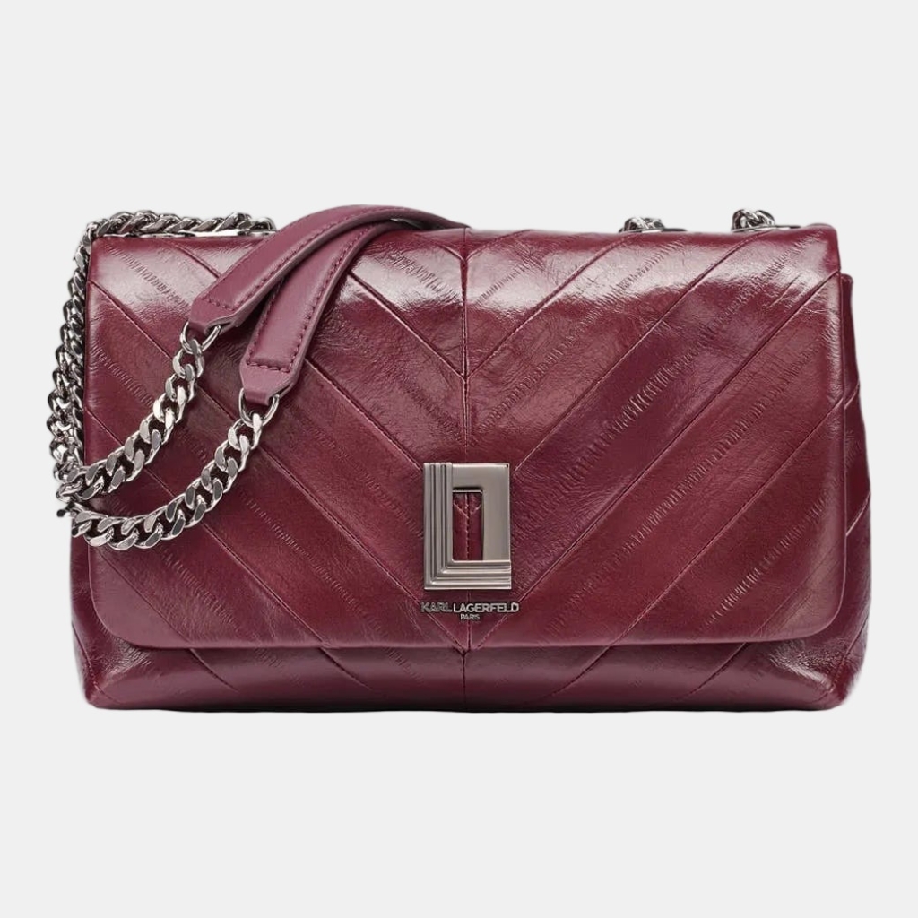 KARL LAGERFELD PARIS LAFAYETTE CHEVRON EEL SHOULDER PLUM - Cherry Plum