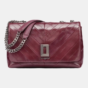 KARL LAGERFELD PARIS LAFAYETTE CHEVRON EEL SHOULDER PLUM - Cherry Plum