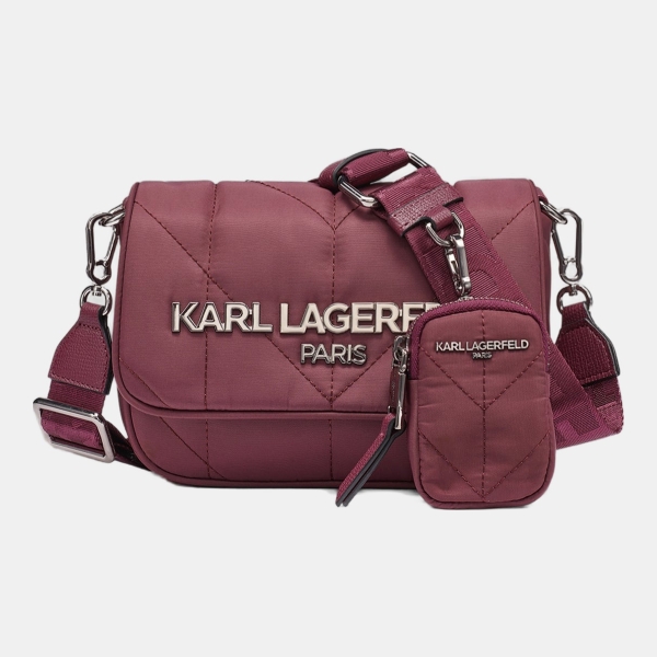 KARL LAGERFELD PARIS VOYAGE LOGO CROSSBODY - Cherry Plum