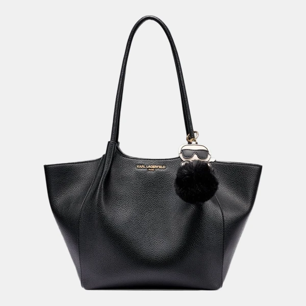 KARL LAGERFELD PARIS CROIX TOTE WITH KARL POM - Black / Gold