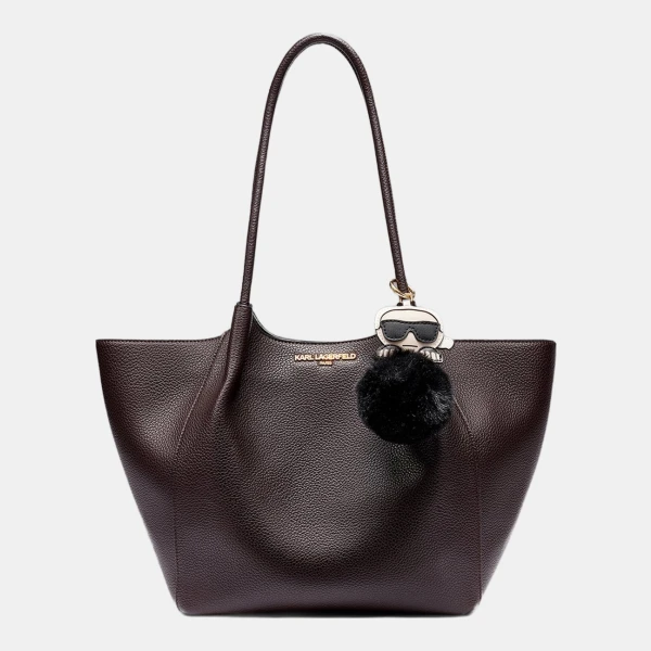 KARL LAGERFELD PARIS CROIX TOTE WITH KARL POM - Fudge