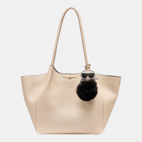 KARL LAGERFELD PARIS CROIX TOTE WITH KARL POM - Brie