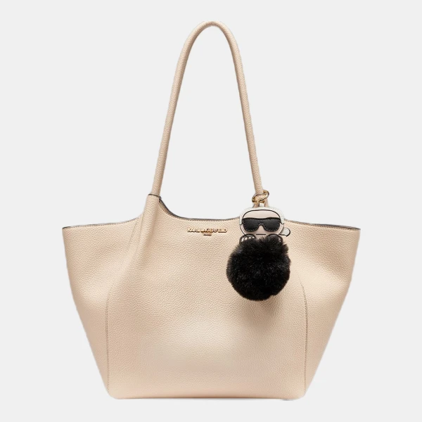 KARL LAGERFELD PARIS CROIX TOTE WITH KARL POM - Brie