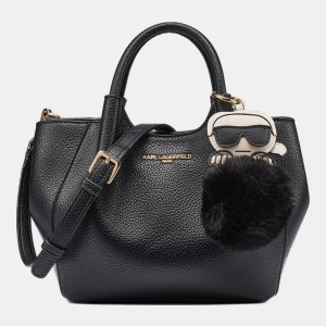 KARL LAGERFELD PARIS CROIX CROSSBODY WITH KARL POM - Black / Gold