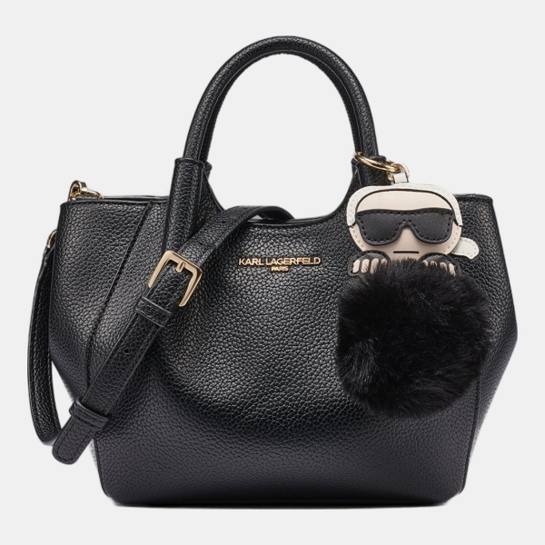 KARL LAGERFELD PARIS CROIX CROSSBODY WITH KARL POM - Black / Gold