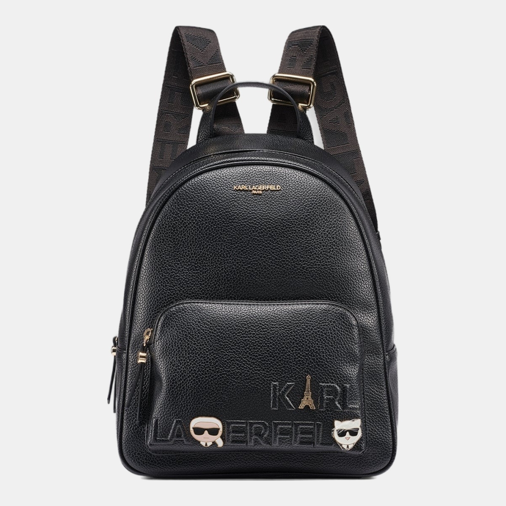 KARL LAGERFELD PARIS KHLOE BACKPACK DEBOSS LOGO - Black / Gold