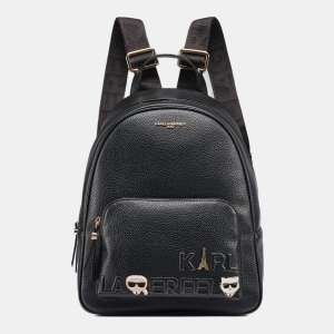 KARL LAGERFELD PARIS KHLOE BACKPACK DEBOSS LOGO - Black / Gold