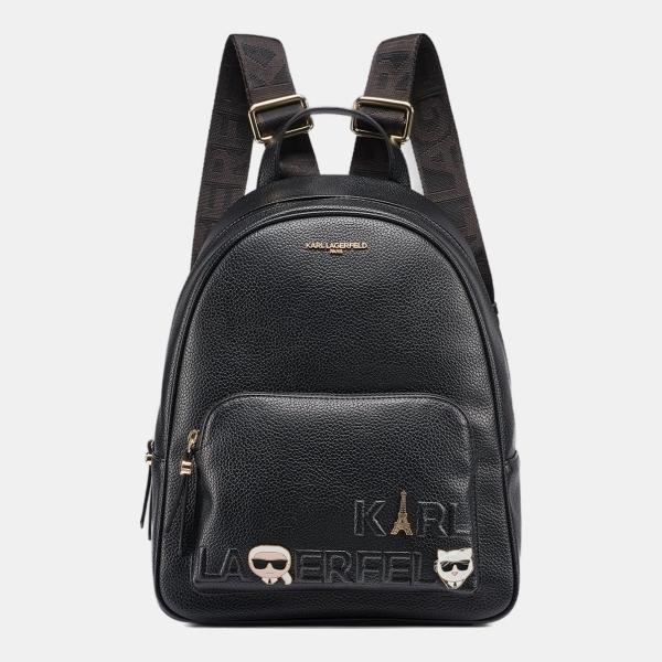 KARL LAGERFELD PARIS KHLOE BACKPACK DEBOSS LOGO - Black / Gold